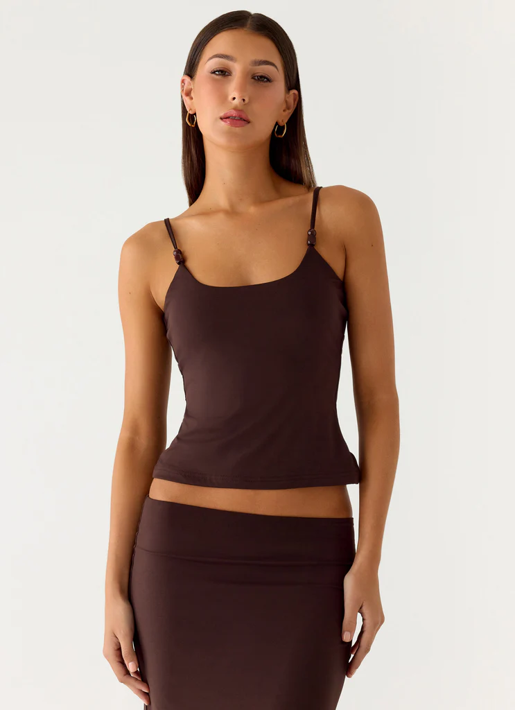 Top Cami à Perles Garrix - Chocolat