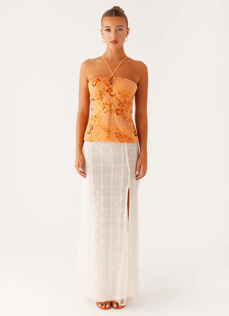 Top en paillettes Catalina - Orange