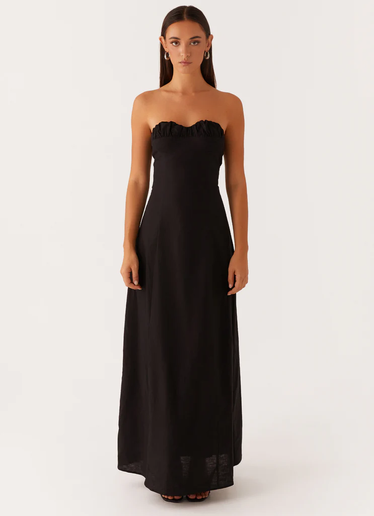 Robe maxi en lin Tayla - Noir
