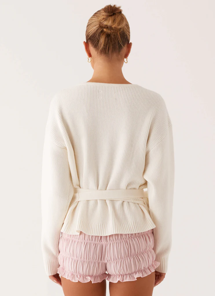 Cardigan à ceinture Leela - Ivoire