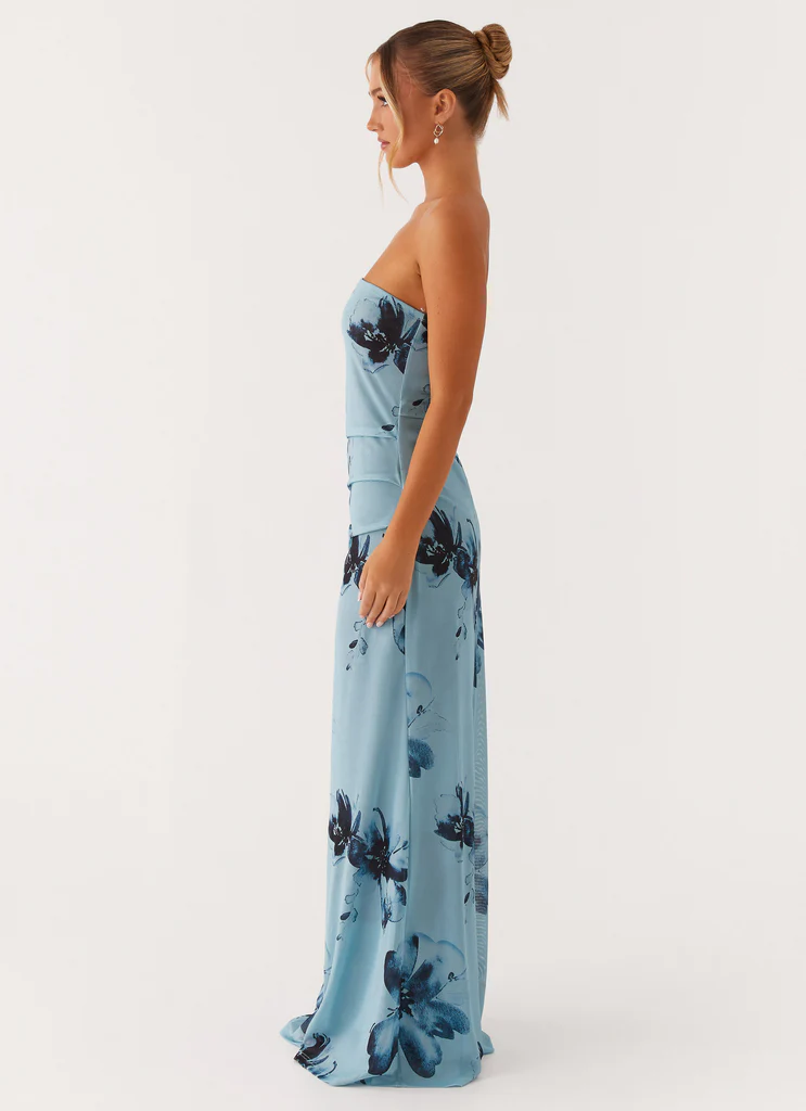 Robe Maxi Field Of Dreams - Fleurs Bleu Noir