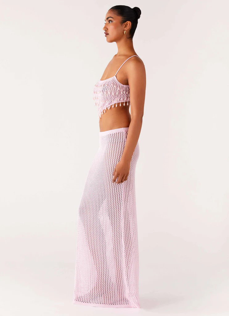 Robe maxi Shellbound en crochet – Rose Robe maxi Shellbound en crochet - Rose