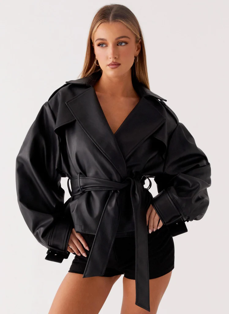 Manteau en cuir synthétique Midtown - Noir