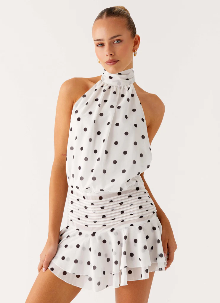 Robe Mini en Chiffon Willow - Pointes Blanches
