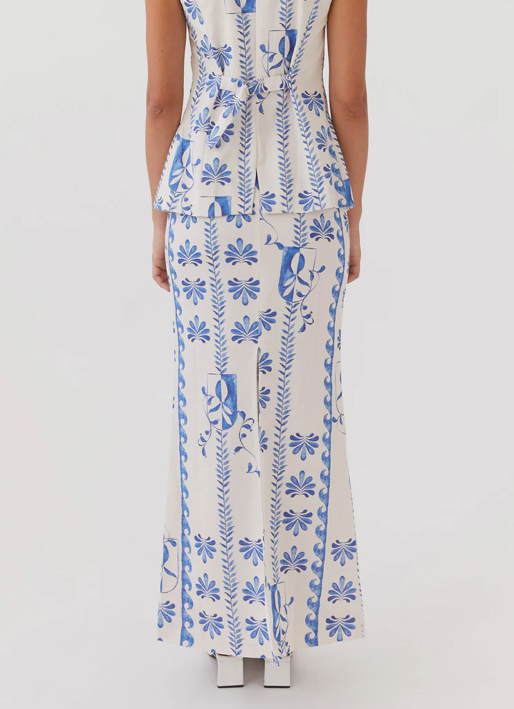 Jupe midi en lin Born For Bordeaux - Ondes florales