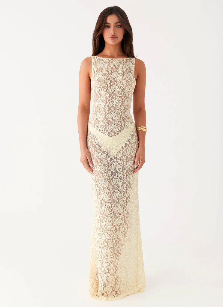 Robe maxi en dentelle Promised Land - Ivoire