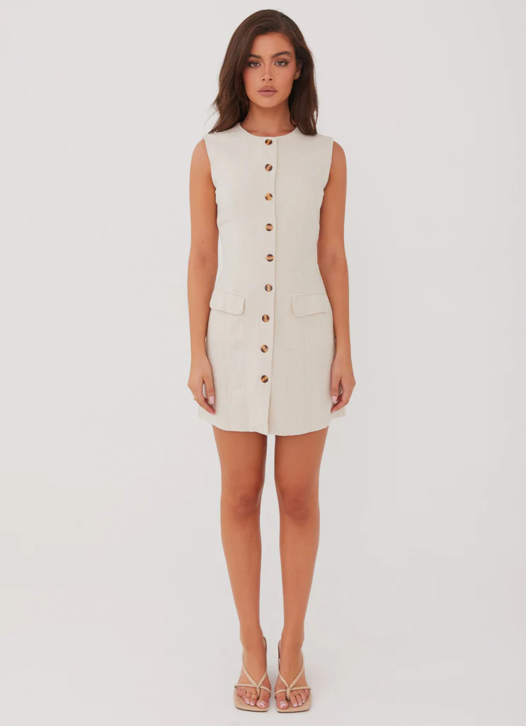Robe Mini en Lin Castello Fiore - Oatmeal
