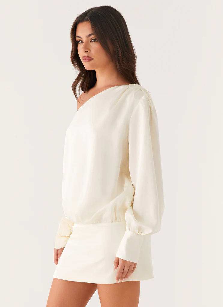 Robe Mini à Épaule Unique Pippie - Ivoire