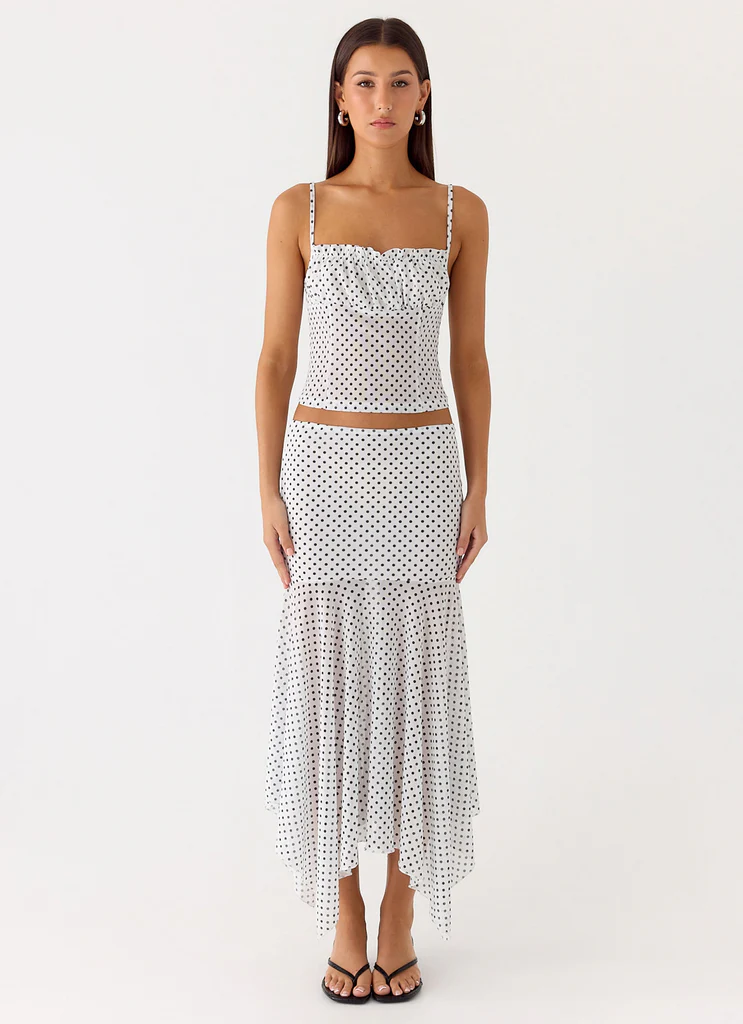 Jupe Maxi Buffy - Blanc à pois