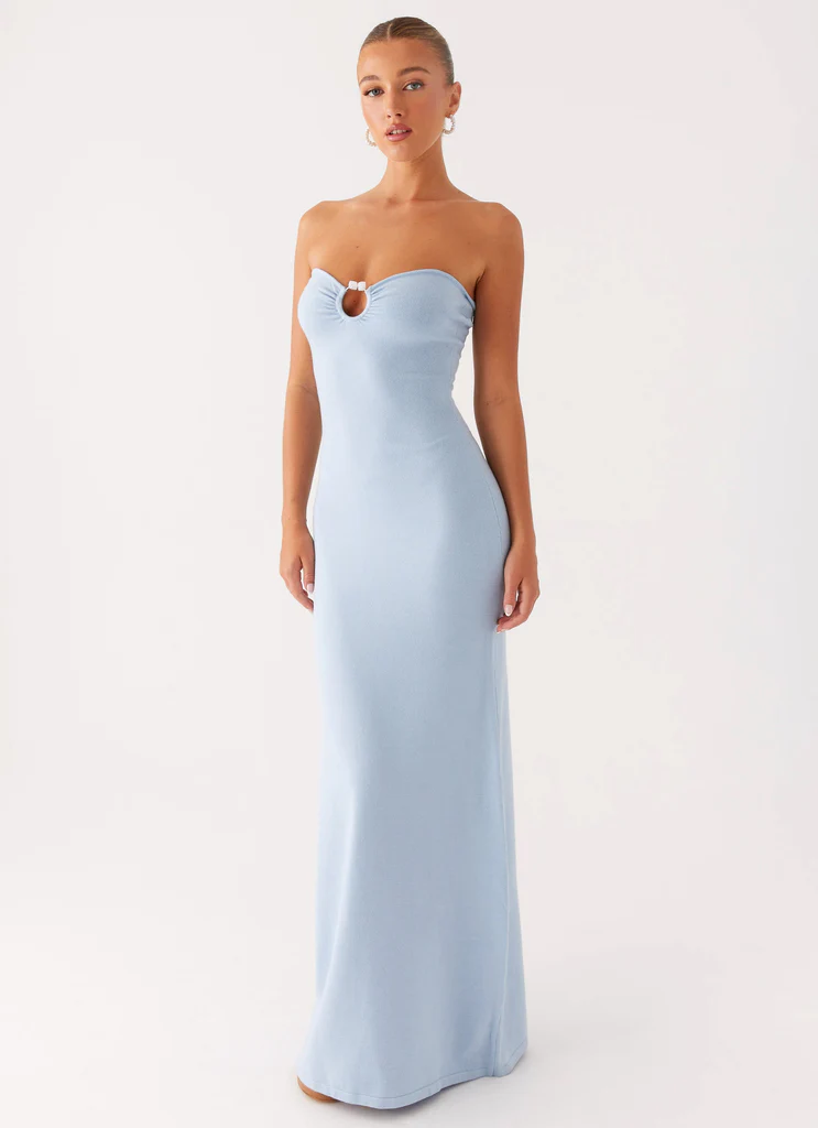 Robe maxi en maille Samson - Bleu