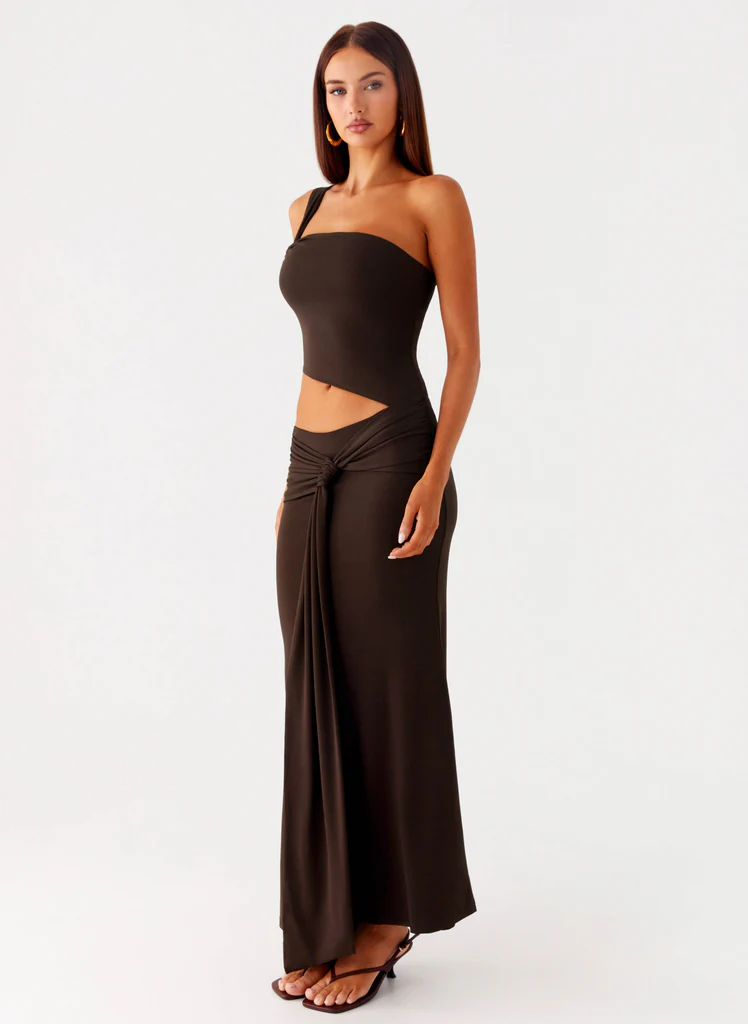 Robe Maxi à Découpe Luara - Chocolat