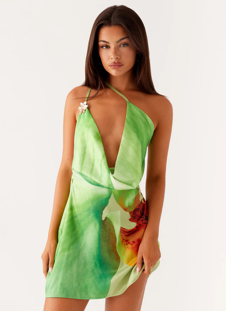 Robe Mini Aiva - Fleurs Vertes