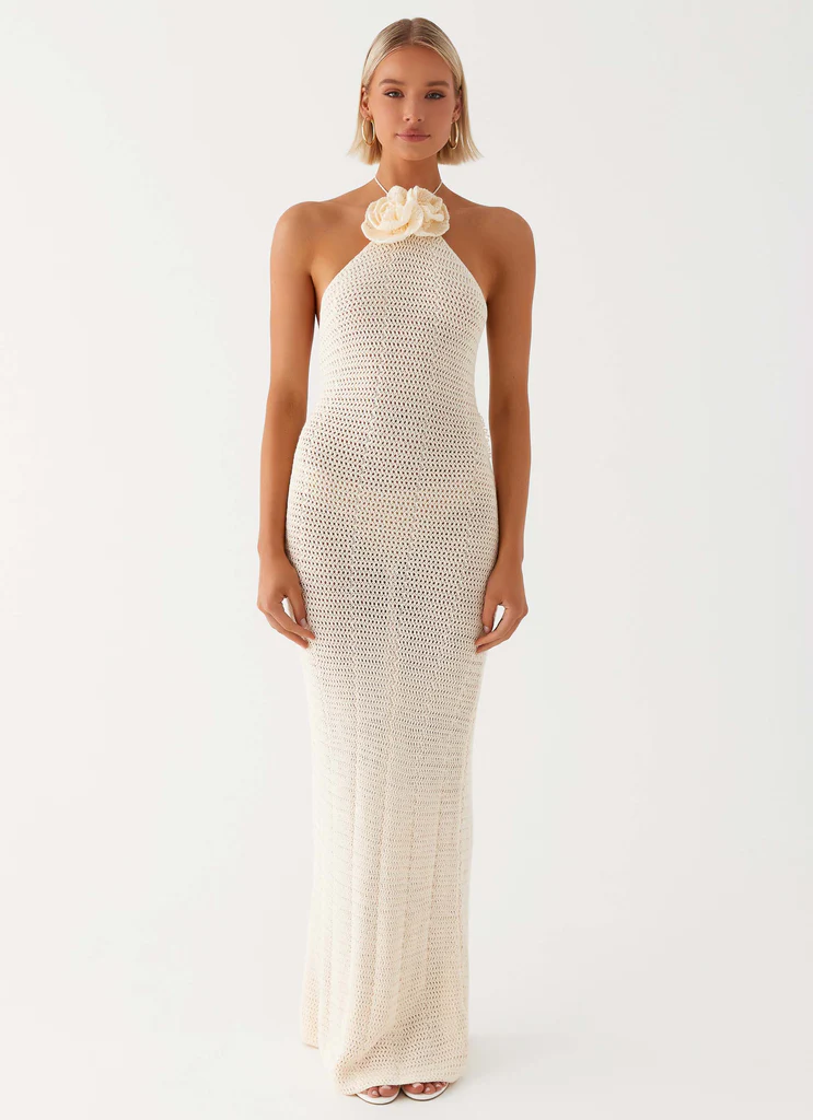 Robe maxi à collier Gia Rose - Ivoire