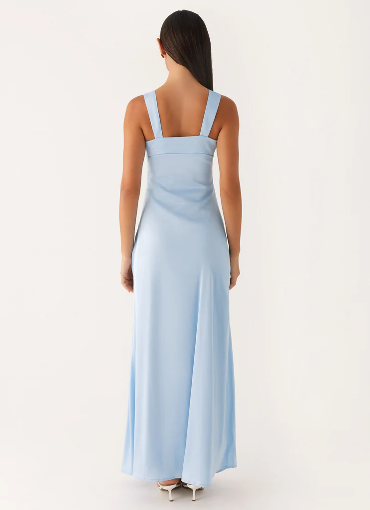 Robe Maxi Satin Odette - Bleu