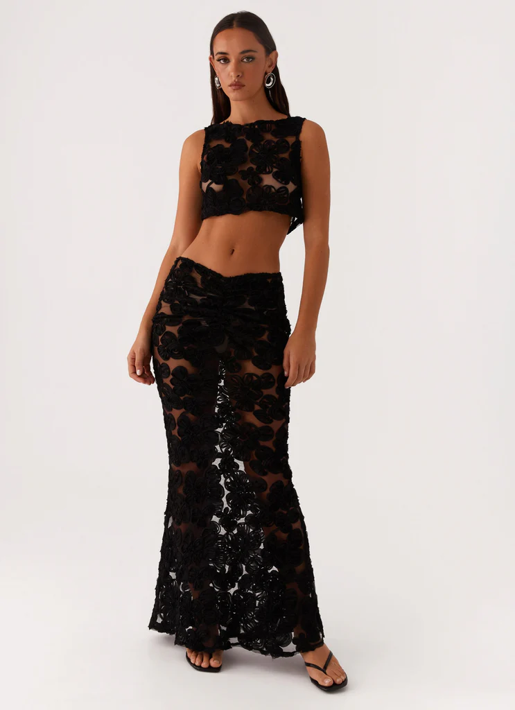 Jupe Maxi Fiorella Floret - Noir