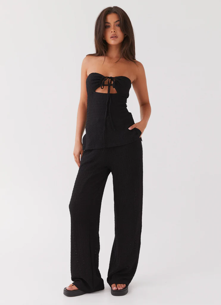 Pantalons en waffle Jadey - Noir