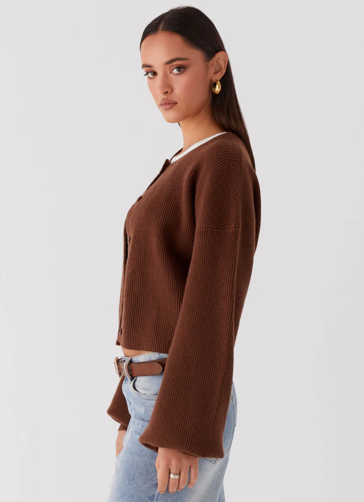 Cardigan Daphne en tricot - Chocolat