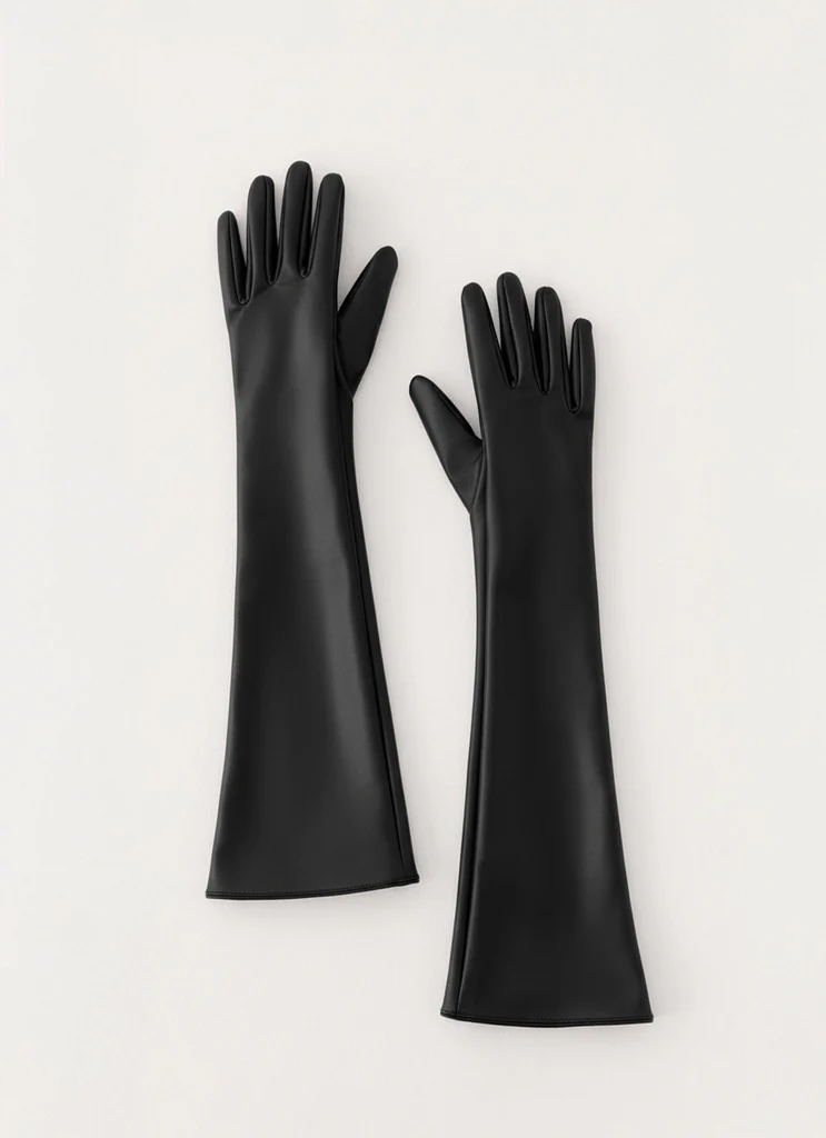 Gants en cuir synthétique Attalina - Noir
