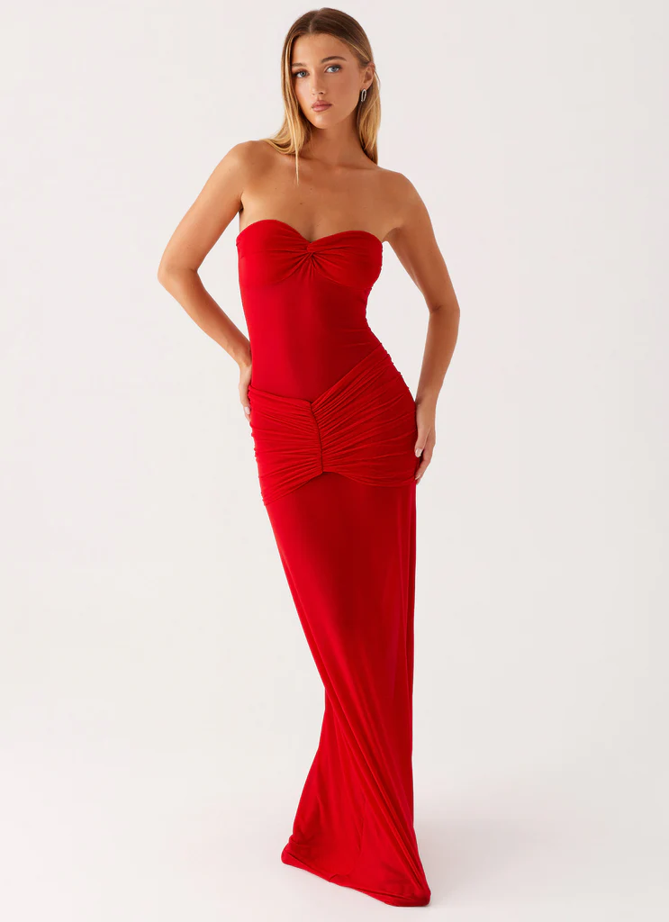 Robe maxi en maille Ottilie - Rouge