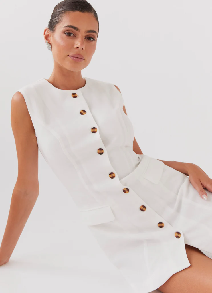 Robe Mini en Lin Castello Fiore - Blanc
