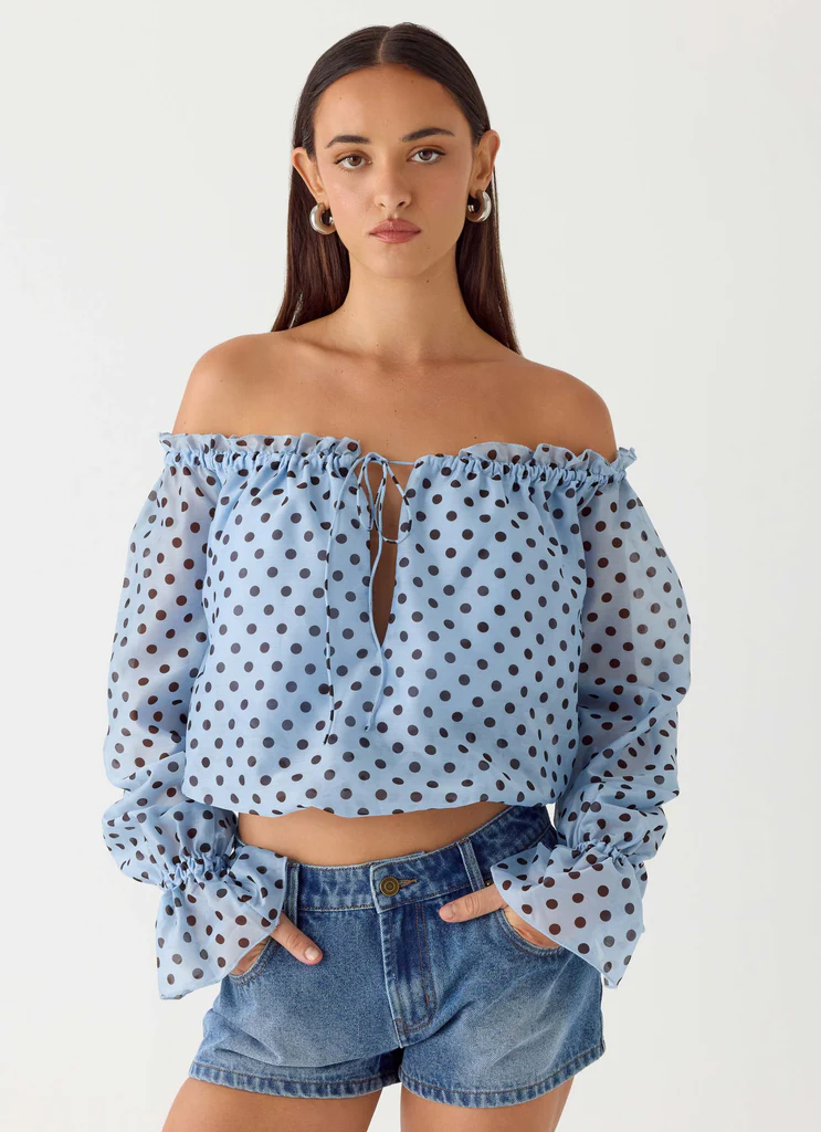 Tedara Top - Rayures Bleu Mocha