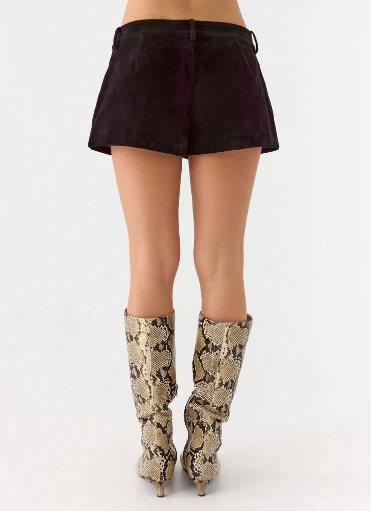 Shorts en daim synthétique Jeremy Faux - Noir