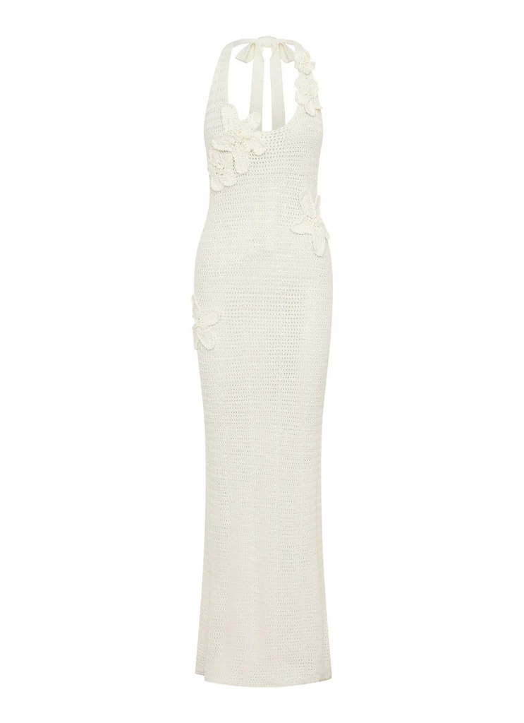 Robe maxi crochet Flower Novalee - Ivoire