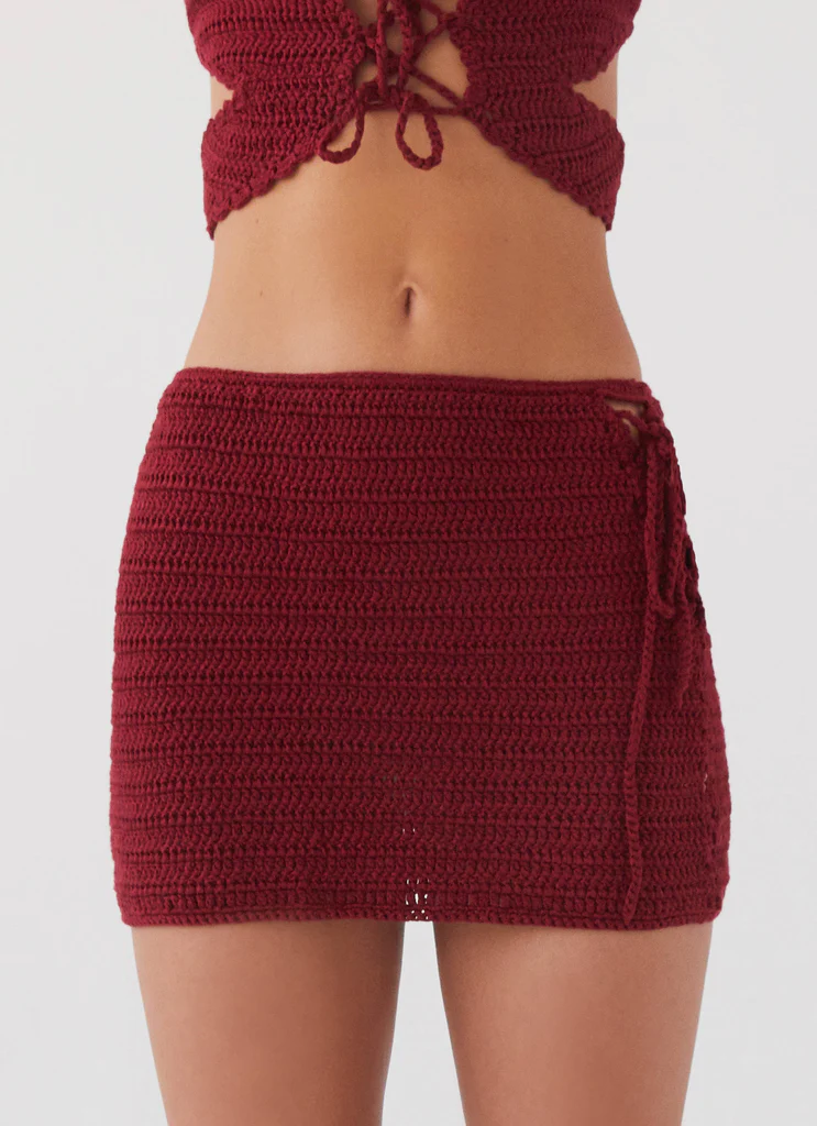 Mini-jupe Crochet Hearts Sauvages - Rose Cerise