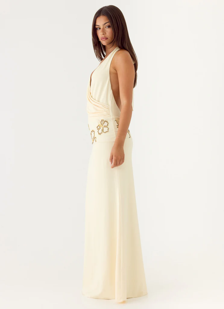 Robe maxi à strass Sandrine - Jaune