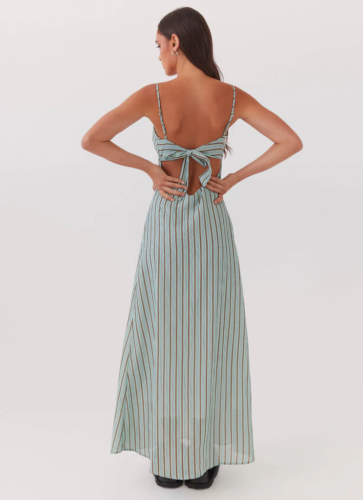 Robe maxi en lin Flora - Rayures côtières