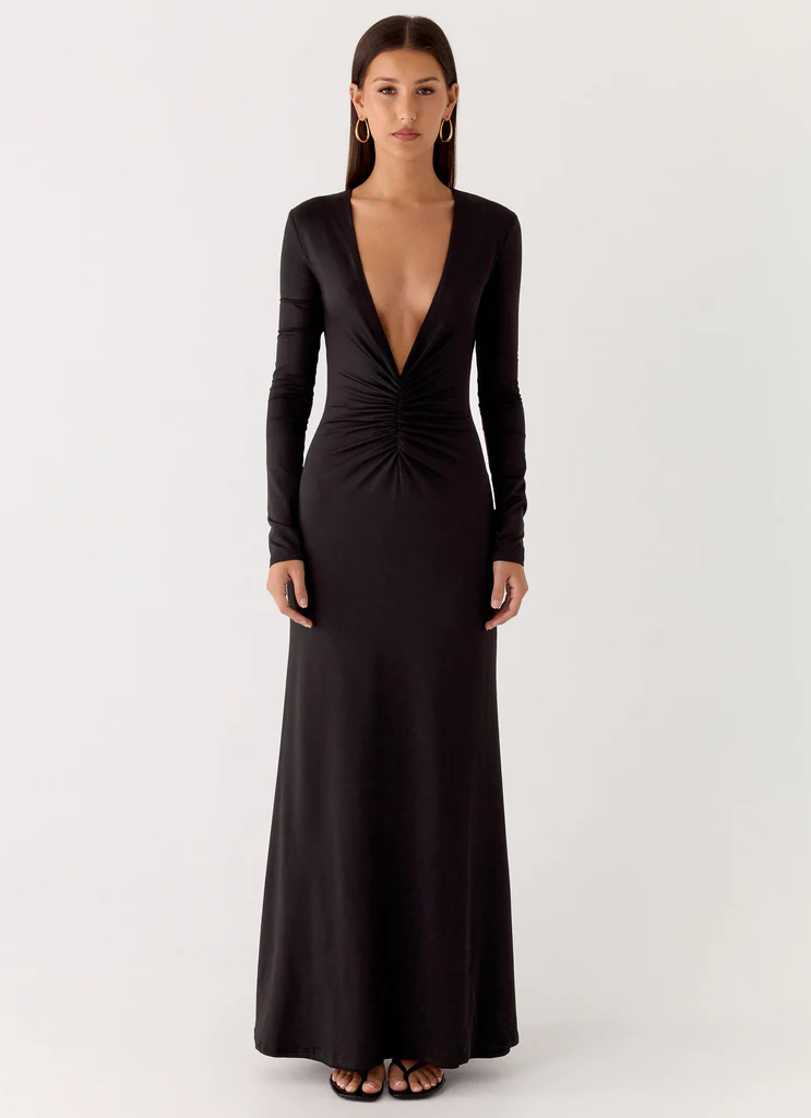 Robe maxi Palm Haze - Noir