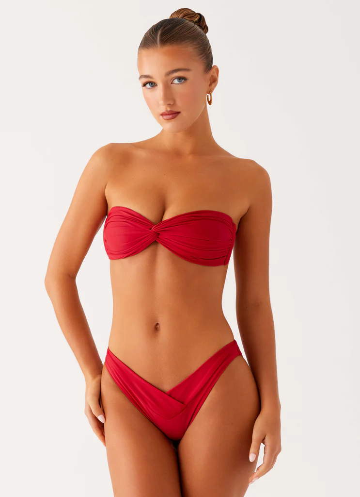 Haut de maillot de bain bandeau Delta - Rouge profond