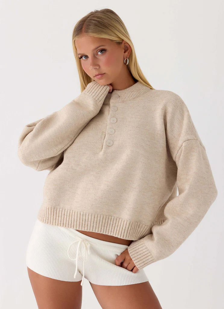 Pull boutonné Cornelia - Oatmeal