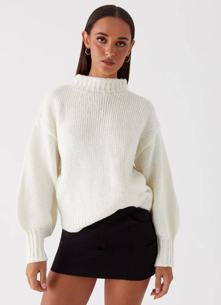 Pull Charleston en maille - Blanc cassé