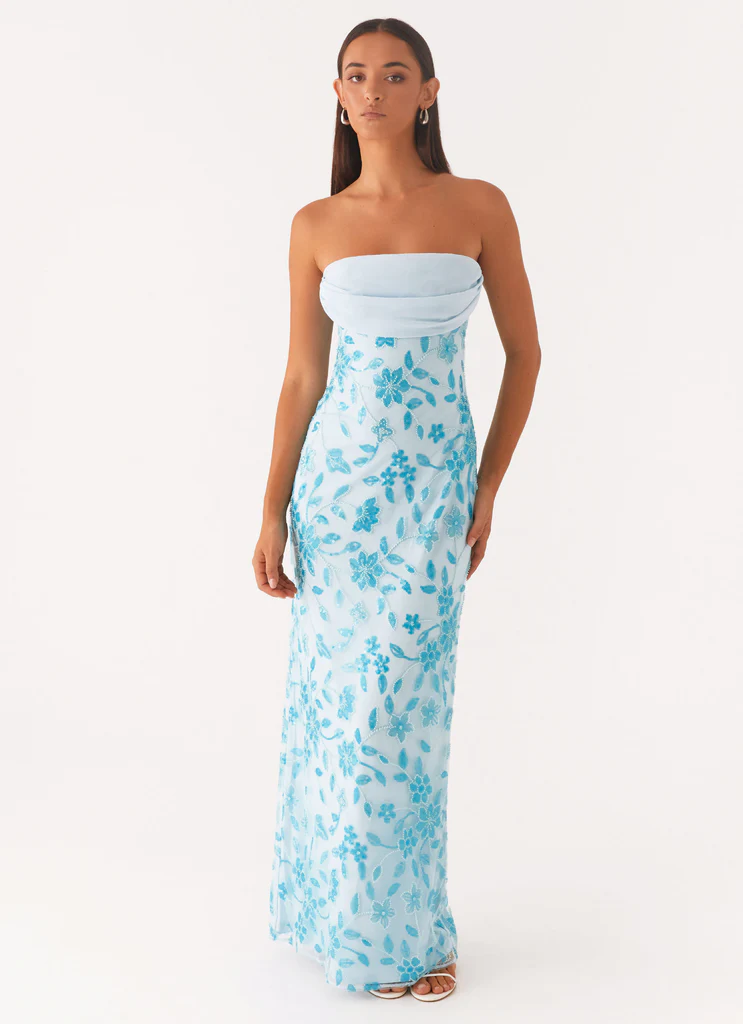 Robe Maxi à Perles Prism - Bleu