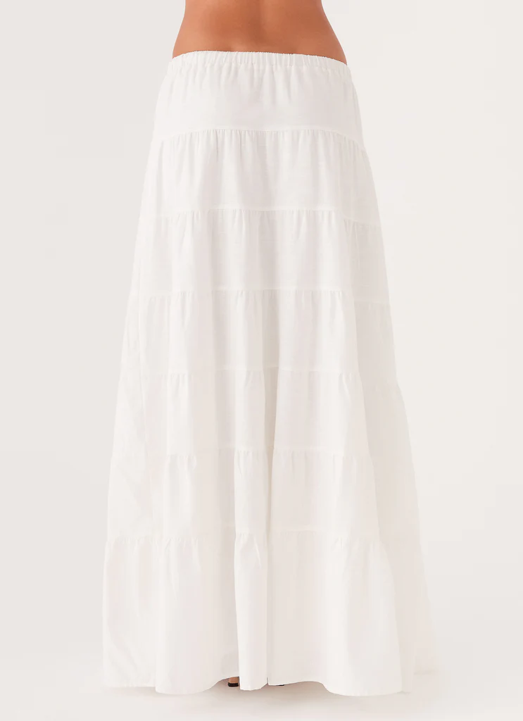 Jupe maxi en lin Mariella - Blanc