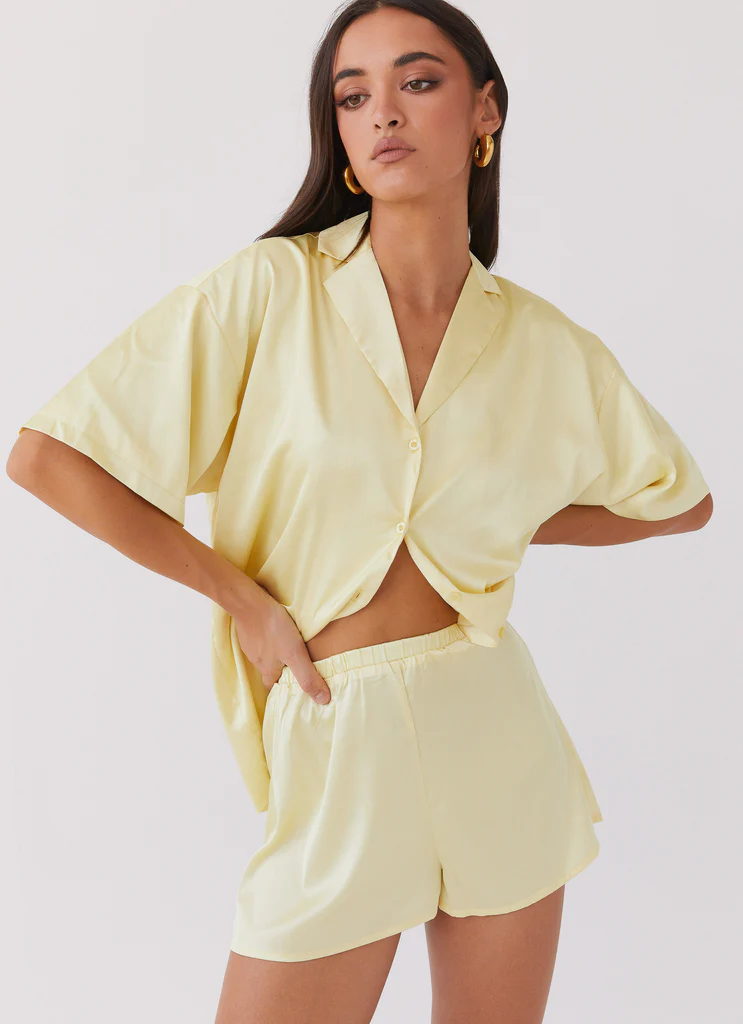 Shorts en satin Julia - Citron