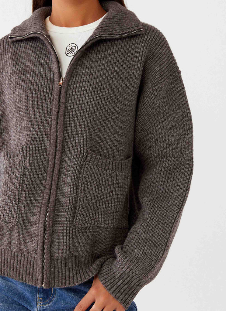 Cardigan oversize à fermeture éclair Common Ground - Charbon