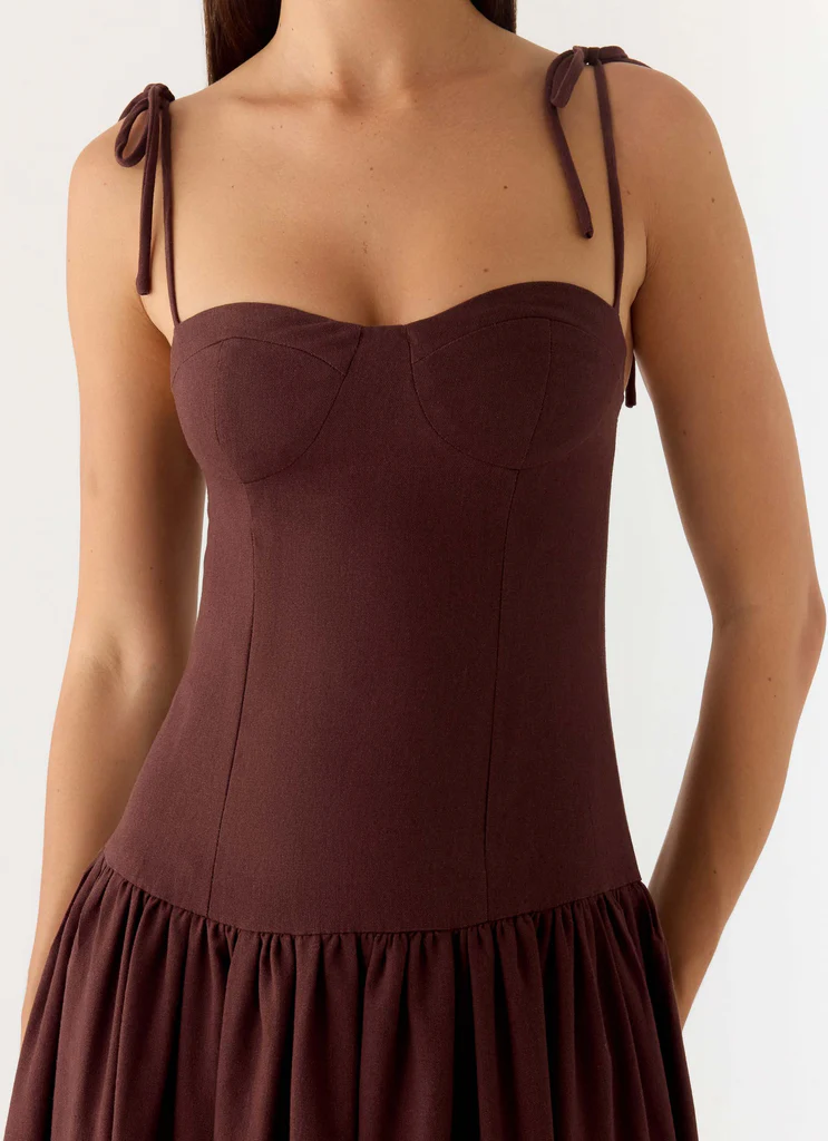 Robe maxi en lin Giovanna - Chocolat Drizzle