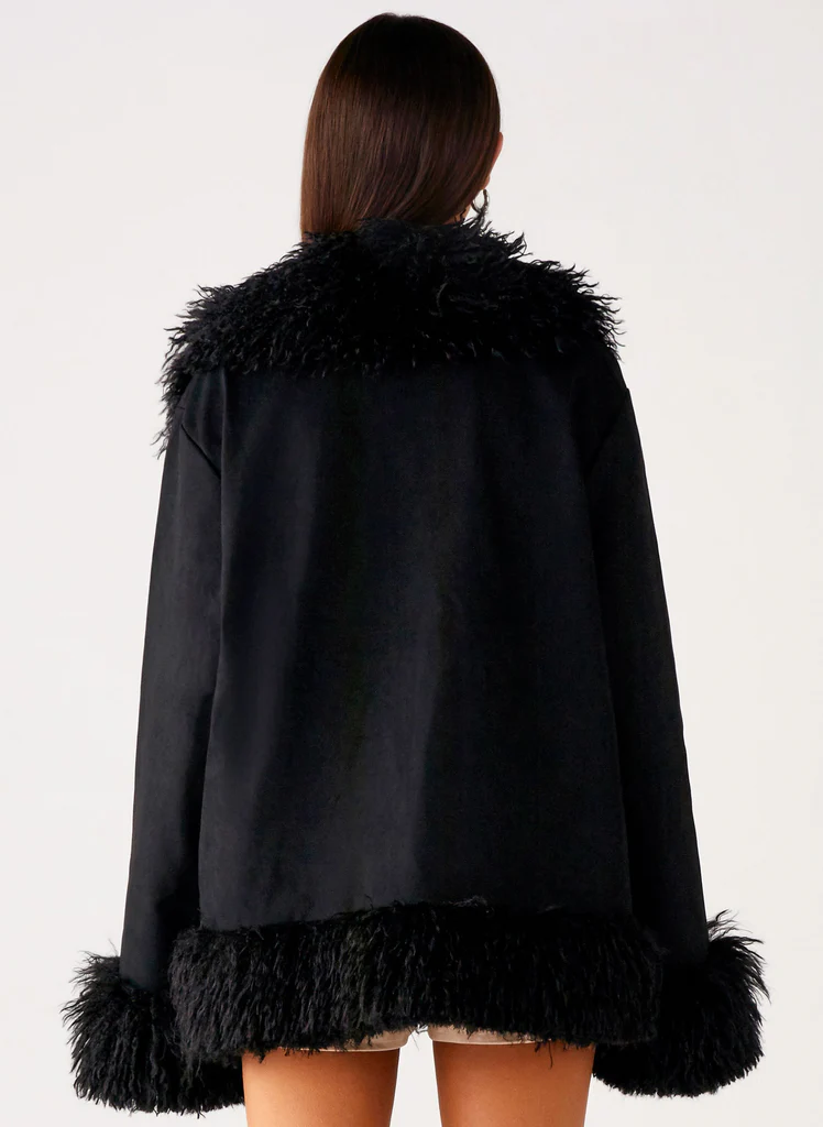 Veste avec bordure en fausse fourrure Carmelita - Noir