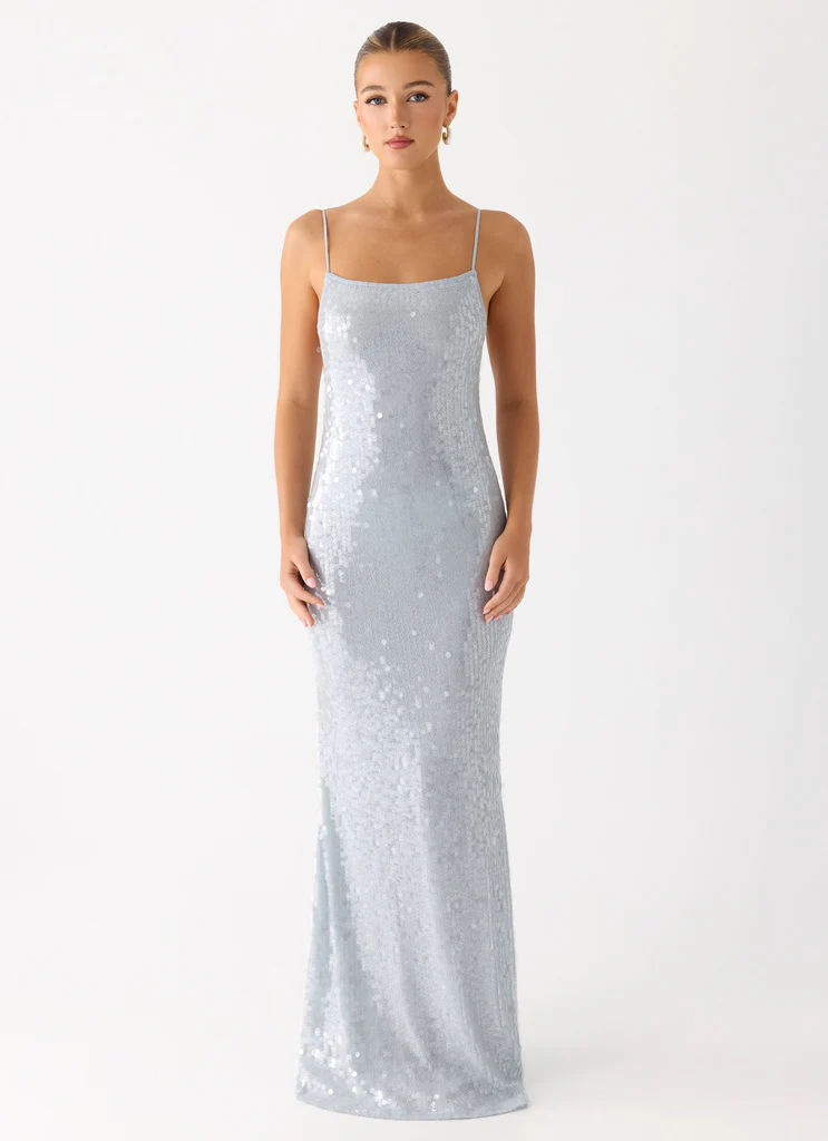 Robe Maxi à Strass Solo - Bleu Nuit