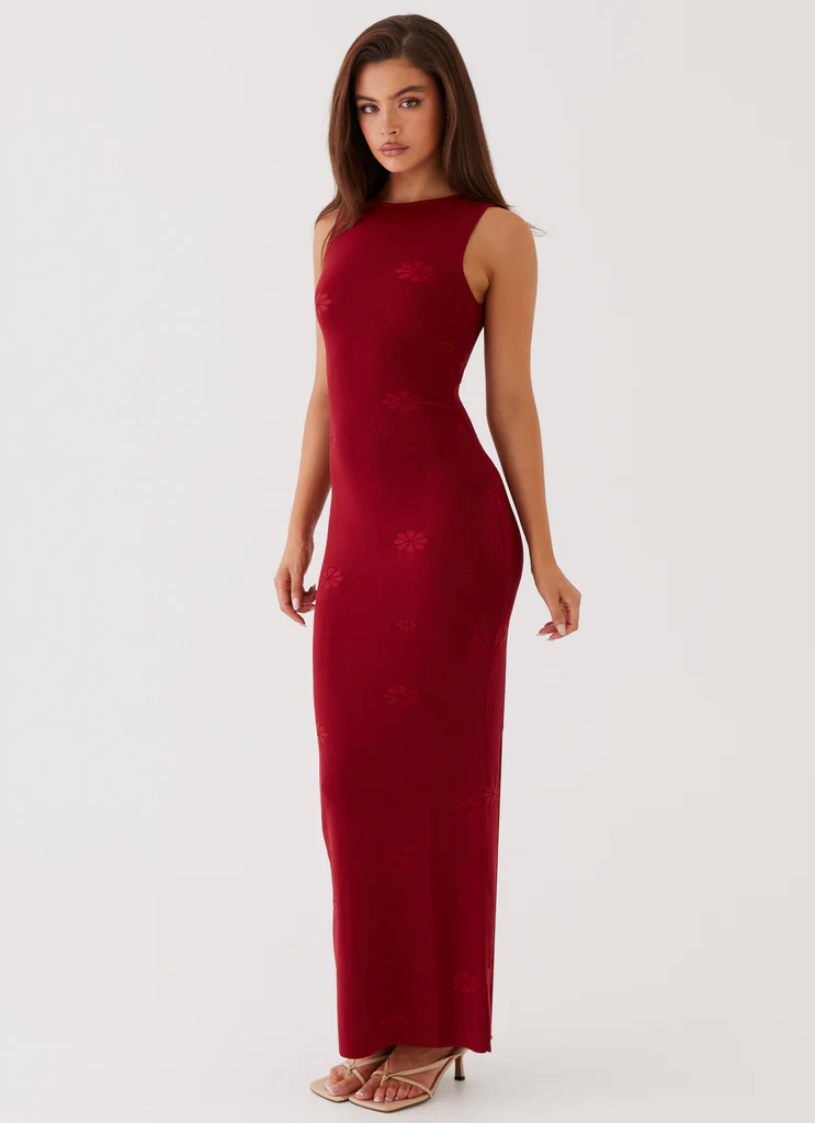 Robe maxi en tricot Holly – Rouge Robe maxi en tricot Holly - Rouge