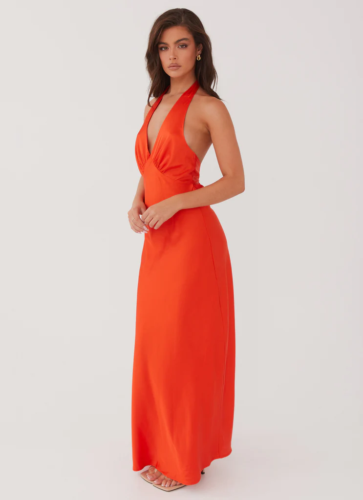 Robe maxi en satin Heavy Hearted - Coucher de soleil