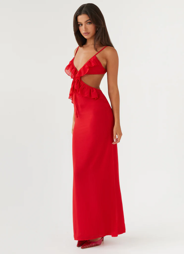 Robe maxi à découpes Klara - Rouge