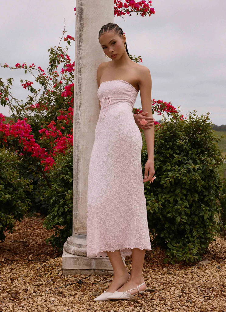 Robe Midi Jacquard sans bretelles Alida - Rose