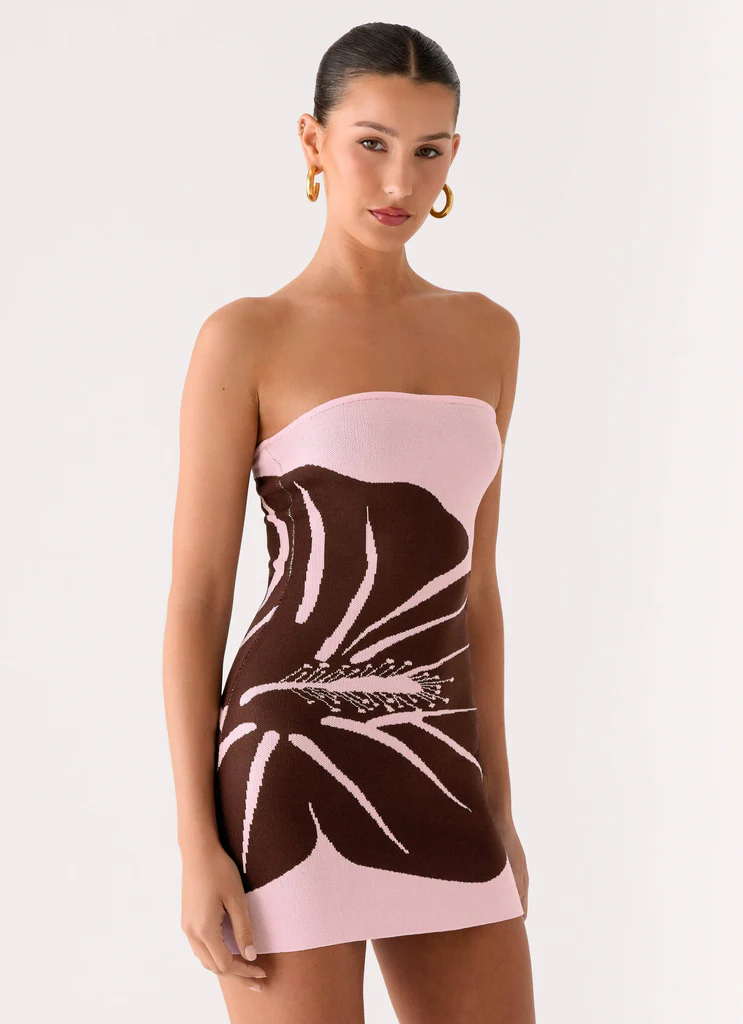 Robe mini tricot sans bretelles Kader - Espresso Meadow