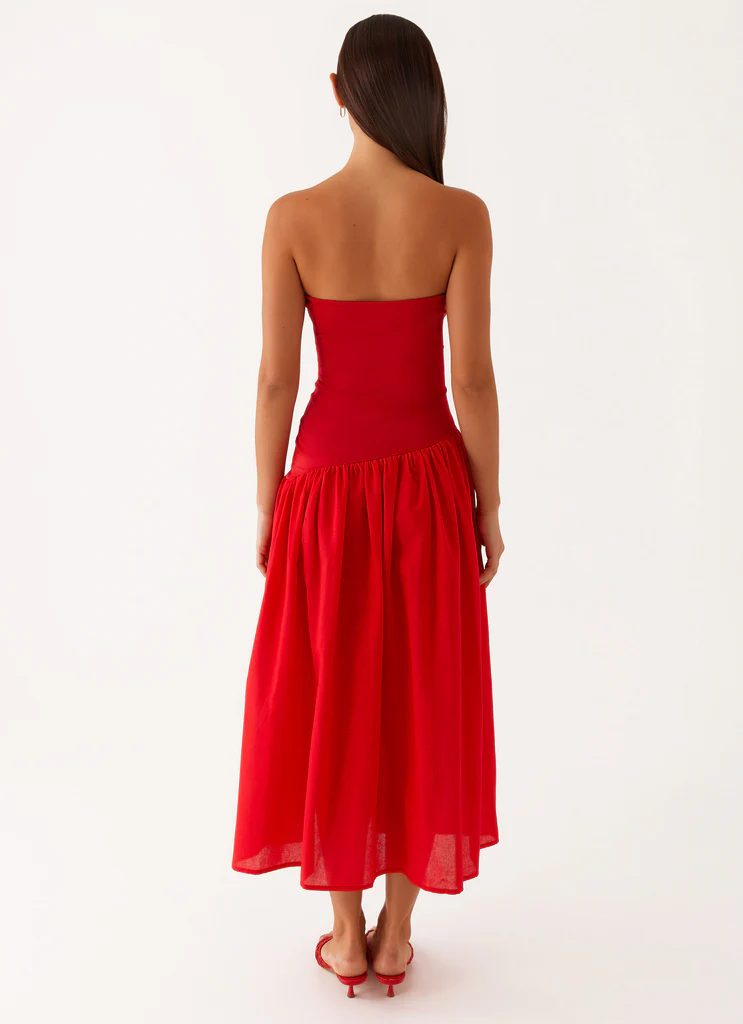 Robe Midi Effet Domino - Rouge