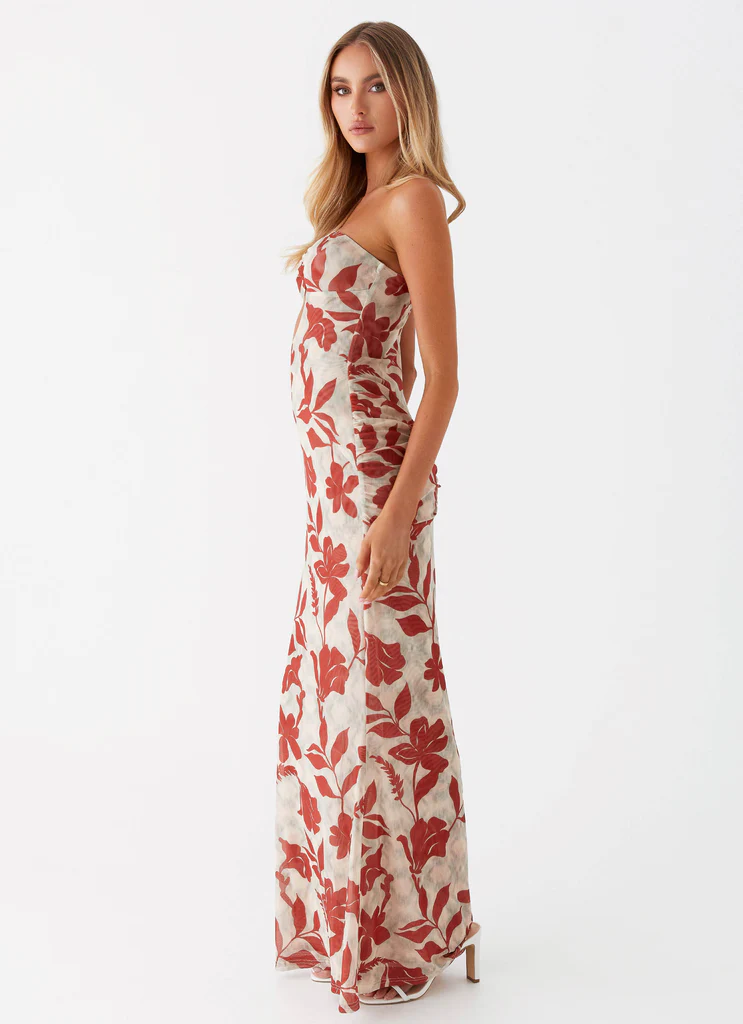 Robe Maxi Dearest - Fleurs Rouge Vert