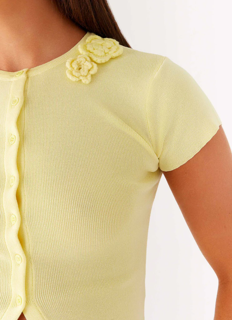 Top en maille à boutons Angela - Jaune