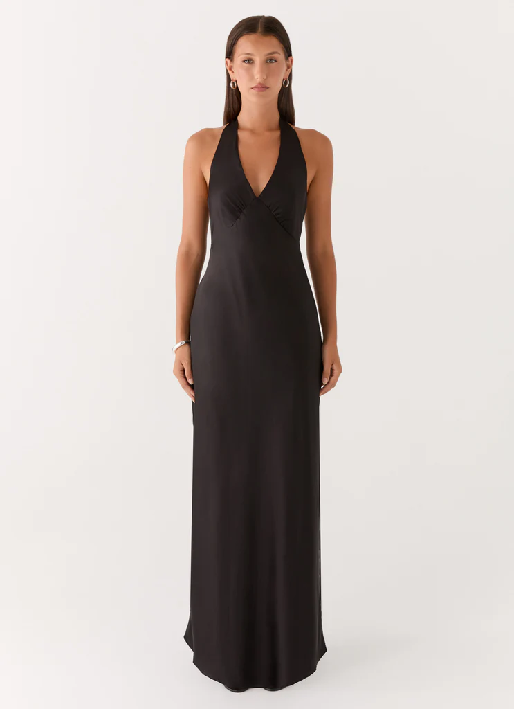 Robe maxi satin lourde - Noir